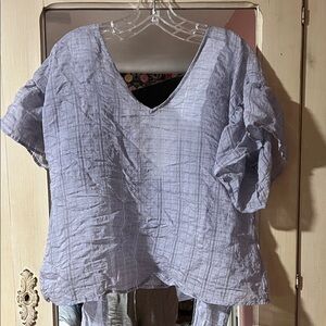 Moon River Lavender Textured V-Neck Blouse